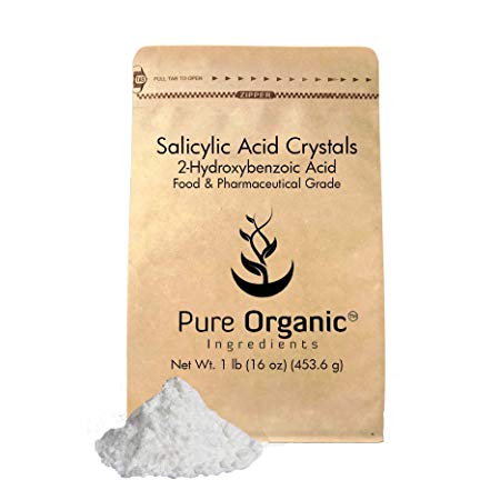 Salicylic Acid (1 lb.) by Pure Organic Ingredients, Food & Pharmaceutical Grade, for Skin Peels, Acid Toners, At-Home Acne Treatments, More