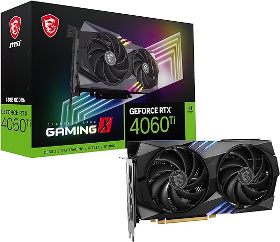 MSI Gaming GeForce RTX 4060 Ti 16GB GDRR6 Boost Clock: 2655 MHz 128-Bit HDMI/DP Nvlink TORX Fan 4.0 Ada Lovelace Architecture Graphics Card (RTX 4060 Ti Gaming X 16G)