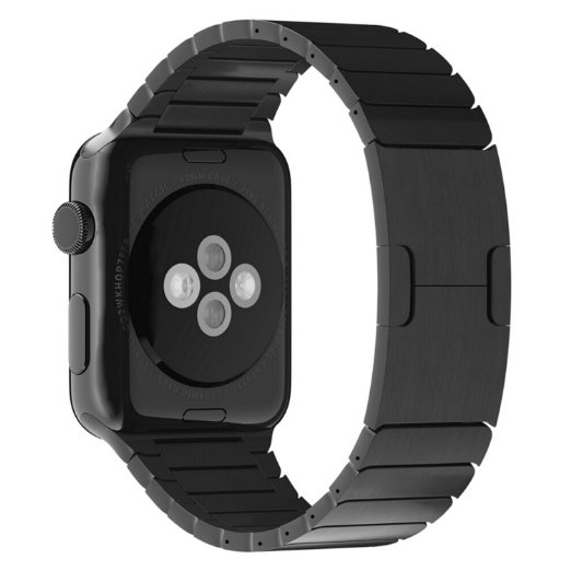 Apple Watch Band Vitech Stainless Steel Link Bracelet with Butterfly Closure Replacement Band for Apple Watch All 42mm Models Link Bracelet-Black-42mm