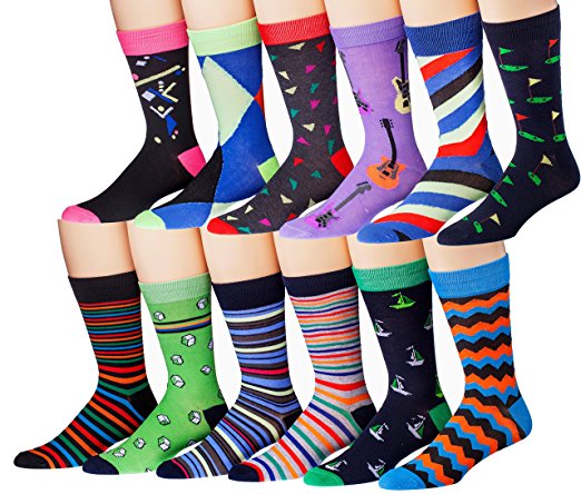 James Fiallo Mens 12 Pack Patterned Dress Socks