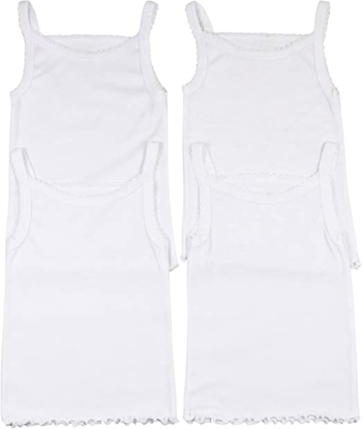 ToBeInStyle Girl's 4 Pack Ruffle Hem Spaghetti Strap Tank Tops