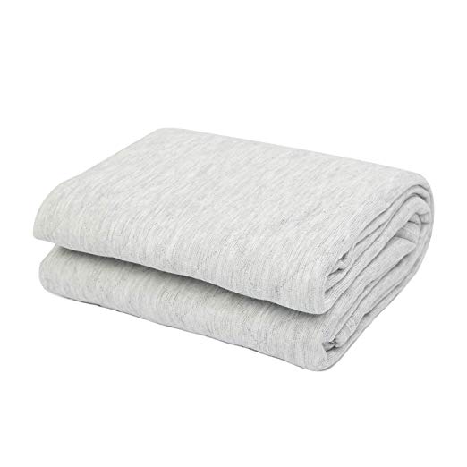 TILLYOU Allergy-Free Quilted Thermal Baby Blanket Lightweight Toddler Blanket for Boys Girls 39x47 Large, 100% Breathable Jersey Cotton, Super Soft and Warm Crib Blanket for All Seasons - Gray