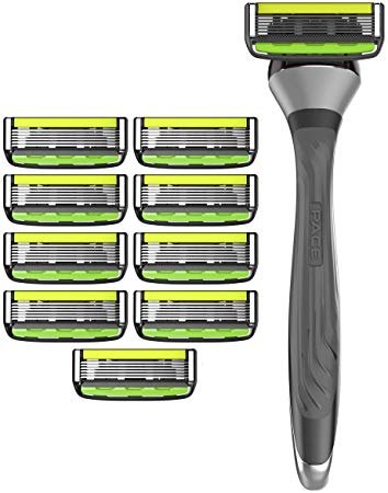 Dorco Pace 6 Plus- Six Blade Razor System with Trimmer - Value Pack (10 Cartridges   1 Handle)
