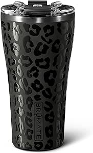 BrüMate Nav 22oz 100% Leak Proof Insulated Travel Tumbler with Magnetic BevLock™ Lid - Double Wall Cup-Holder Friendly Stainless Steel Mug (Onyx Leopard)