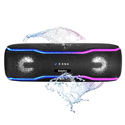 Portable Bluetooth Speaker, EasyAcc IPX7 Waterproof Wireless Party Speaker with Dual 10W Stereo Sound, Enhanced Bass, Built-in Mic Hands-Free Call, 66ft Connection Range, Tap Booster Black