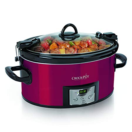 Crock-pot SCCPVL610-R-A 6-Quart Programmable Cook & Carry Oval Slow Cooker with Digital Timer, Red