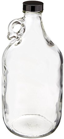 True Fabrications 1/2 Gallon Clear Glass Beer Growler - Reusable - With Poly Seal Cap - 64 ounce