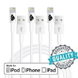 Trusted Cables Apple MFi Certified 3-Feet USB Cables for iPhone 6 6 Plus 5s 5c 5 iPad Air Air2 Mini Mini2 iPad 4th Gen iPod Touch 5th Gen iPod Nano 7th Gen iOS 8 - Pack of 3