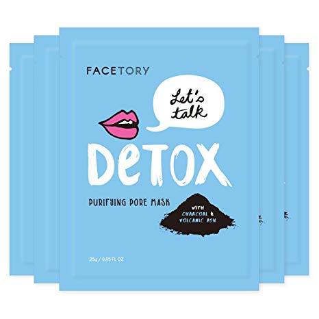FaceTory Let's Talk, Detox Purifying Charcoal Sheet Mask (Pack of 5) - Detoxifying and Purifying