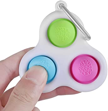 Dimple Fidget Toy, Mini Keychain Early Education Brain Teaser Popping Fidget Toys Stress Relief Hand Toys for Kids Adults (Green | Blue | Rose Red)