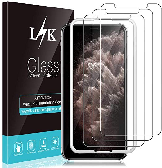 L K 3 Pack Screen Protector for iPhone 11 Pro/iPhone X/XS (5.8 inch), Tempered Glass [HD Clear] [Bubble Free] [Case Friendly] [Scratch Resistance] [Alignment Frame Installation] Screen Protective Film