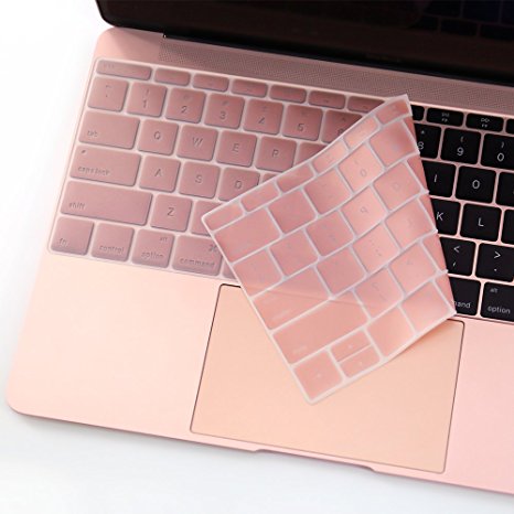 CaseBuy Rose Gold Ultrathin Silicone Keyboard Protector for Macbook 12 Inch A1534 and NEWEST MacBook Pro 13 Inch A1708 (2016 Version, No TouchBar) (Hollow Series Rose Gold)