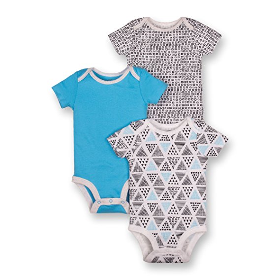 Lamaze Baby Boys Organic 3 Pack Shortsleeve Bodysuits