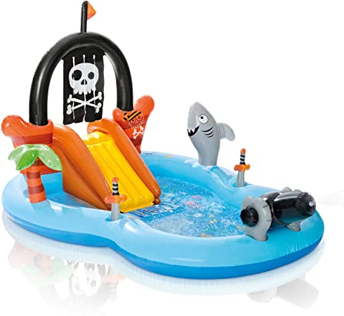 Intex 57168EP Kid Friendly Outside Inflatable Water Pirate Fun Play Toy Center for Kids Ages 2 and Up, 58 Gallon Water Capacity