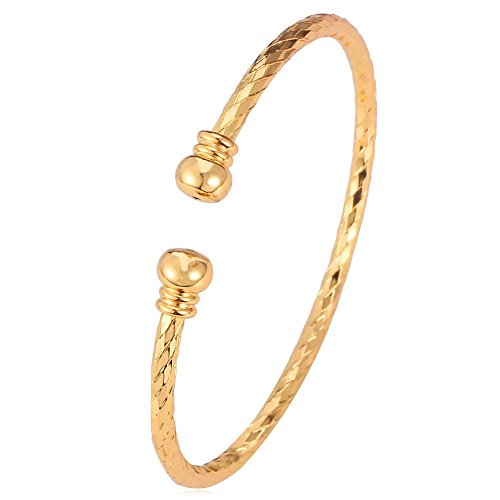 U7 Simple Cuff Bracelet 18K Real Gold Platinum Plated Fine Bangle Bracelet Fashion Jewelry