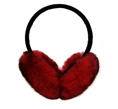 Rabbit Hair Earmuff for Winter, Soft and Warm,Foldable and Easy Carry (Red)
