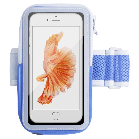 iPhone 6s Armband,Splaks Sports Armband for iPhone 6/6s 4.7inch,Light-Weight,Soft Breathable Fabric,Water-Resistant,Sweat-Free with Adjustable size and Key Cash Holder, Safety design-Blue