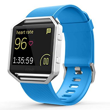 Fitbit Blaze Watch Band Small, GTIMES Soft Silicone Replacement Sport Strap Band with Quick Release Pins Wristband for Fitbit Blaze Smart Fitness Watch, Frame Not Included, Sky blue