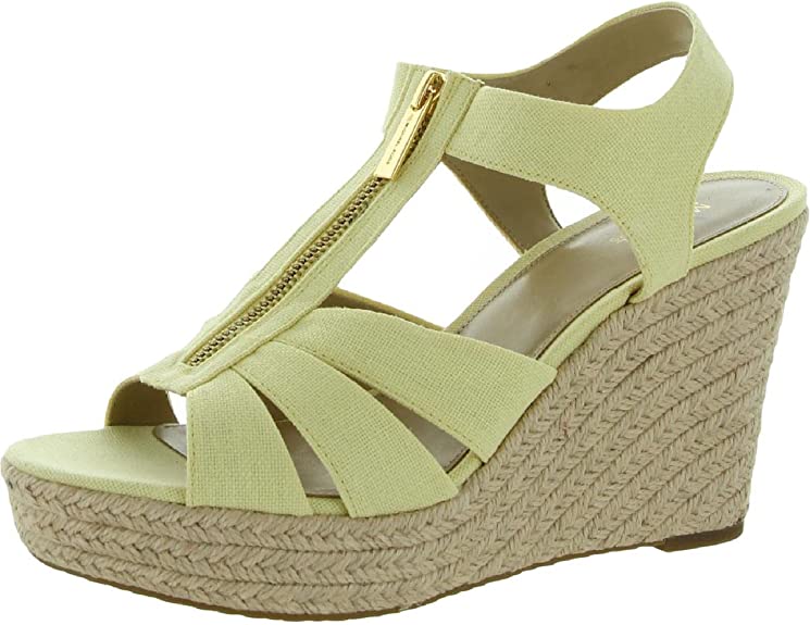 Michael Michael Kors Womens Berkley Canvas Slingback Wedge Sandals