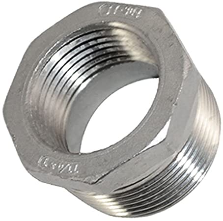 1-1/4" Male x 1" Female Thread Reducer Bushing Pipe Fitting, Adapter, Stainless steel SS 304 NPT
