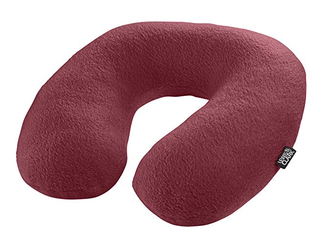 Lewis N. Clark Comfort Neck Travel Pillow: Airplane Pillow and Cervical Neck Pillow for Kids   Adults, Contour Pillow with Neck Support - Burgundy