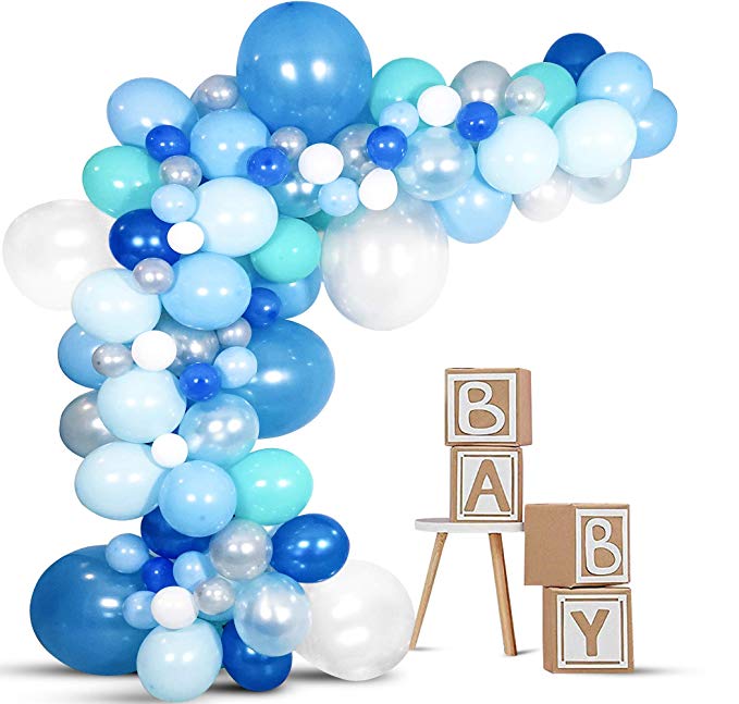 DIY Balloon Garland Kit Balloon Arch Kit Baby Kit - Baby Shower Decorations for Boy/Baby Boy Balloon Blue Backdrop/Birthday Decoration/Birthday Backdrop/Baby Shower Kit - Indoor/Outdoor - 119 Pieces!