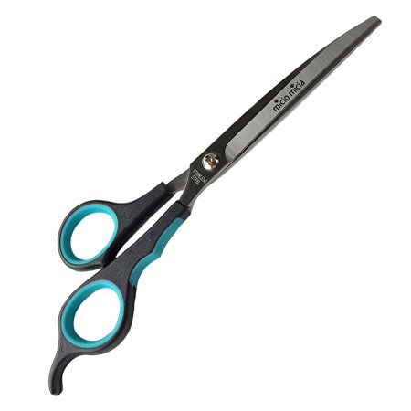 Ergonomic Curved Dog Grooming Scissors - Sharp Micro-Serrated Stainless Steel Shears For Coat Shaping and Finishing