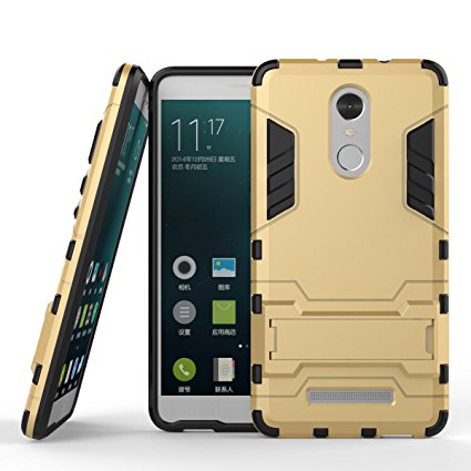 Chevron Back Cover Case for Xiaomi RedMi Note 3 (Gold) [Military Grade Version 2.0 With Kick Stand Hybrid Back Cover Case]