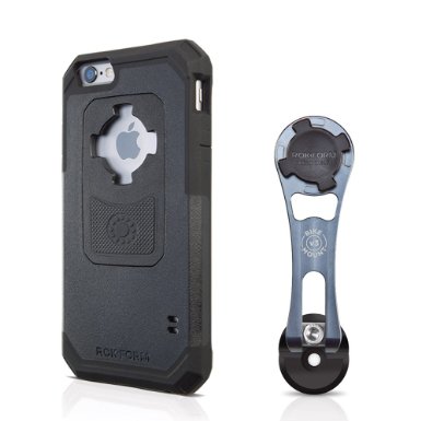 Rokform iPhone 6/6s Pro Series Bike Mount, Made in the USA from ultra light CNC Machined Aluminum, Fully Adjustable, Easy Installation, Safely lock your phone in place with our Quad Tab and Magnetic Mount System, Includes Bike Mount Kit & Rokform Sport Series Ultra Protective Case, Used by Top Professional Cyclists 331799-iP6