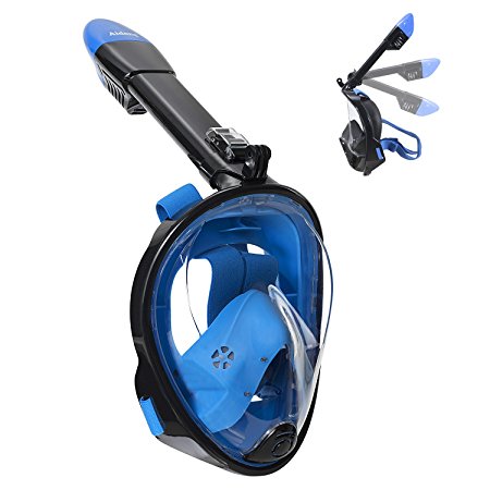 Aidong 180° Full Face Snorkel Mask with Panoramic View Anti-Fog Design,Foldable Storage,See More With Larger Viewing Area Than Traditional Masks