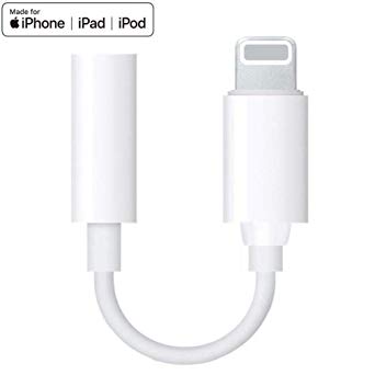 Headphone for iPhone 7 Adaptor Connector AUX 3.5mm Earphone Adaptor for iPhone X/XS/XR/8/8 Plus Converter Accessories Headphone Cable Splitter Audio Jack Headphone Cable Earbud Adapter Support iOS 12