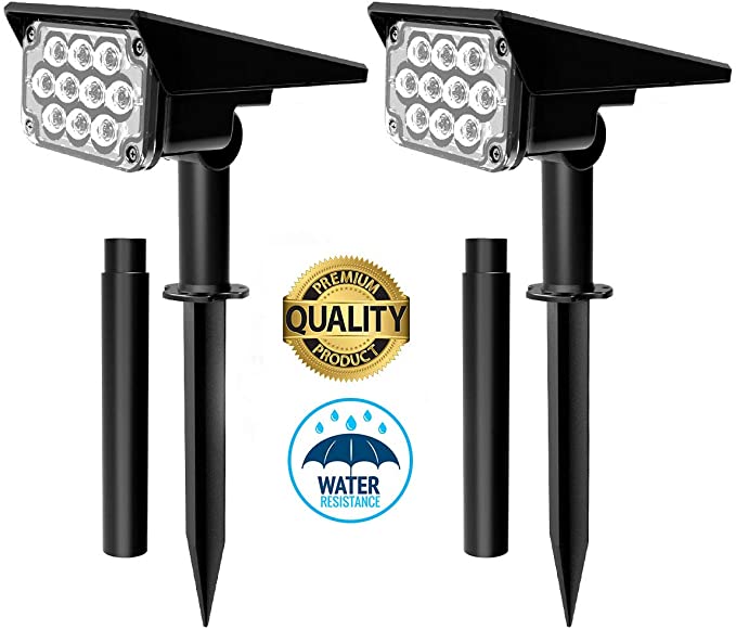 T-SUN 20 LED Solar Spot Lights Outdoor,Cold Light IP65 Waterproof Solar Powered Wall Lights 2-in-1 Wireless Adjustable Security Decoration Lighting for Yard Garden Walkway Pool Driveway (2-Pack)