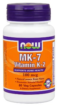 Now Foods Vitamin K-2 (MK7) Veg Capsules, 100 mcg, 60 Count