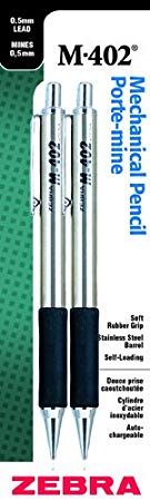 Zebra M-402 Mechanical Pencil 0.5mm 2 Pack, Black (52912)