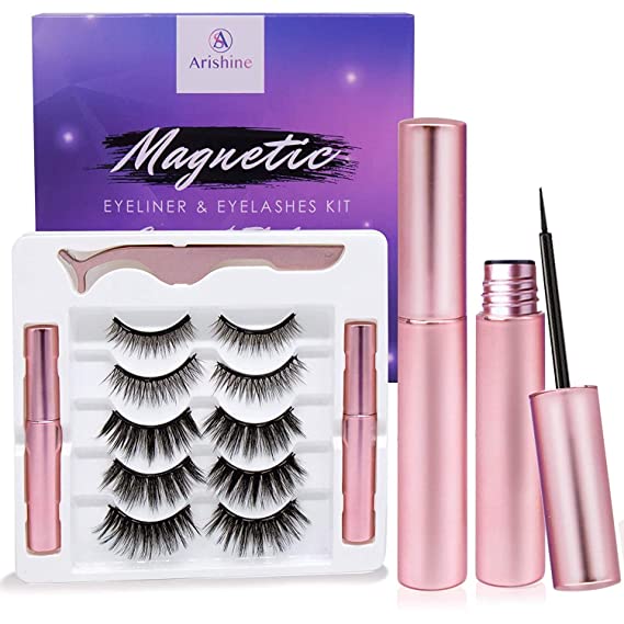 Magnetic Eyelashes with Eyeliner Kit, Magnetic Eyeliner for Magnetic Lashes Set, With Reusable Lashes