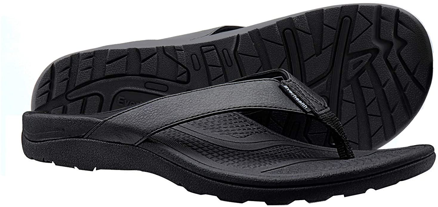EVERHEALTH Orthotic Flip Flops Thongs Men’s Sandals with Comfort Arch Support for Plantar Fasciitis & Flat Feet