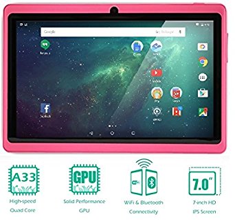 NeuTab 7'' Quad Core Google Android 4.4 KitKat Tablet PC, 8GB Nand Flash, HD 1024X600 Display, Bluetooth, Dual Camera, 1 Year US Warranty FCC Certified (Pink)
