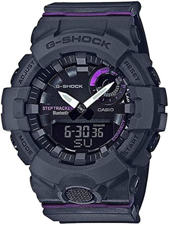 Casio G-Shock G-Squad Black & Purple Bluetooth Midsize Womens Watch GMAB800-8A