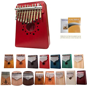Kalimba 10 17 Keys Thumb Piano Mahogany Acacia Acoustic Easy Gift for Music Fans Kids Adults Toy Musical Instrument with Tuning Hammer Cloth Bag and Key stickers - 10 Pine