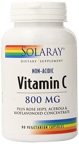 Solaray Nonacidic Vitamin C Vitamin Capsules, 800 mg, 90 Count