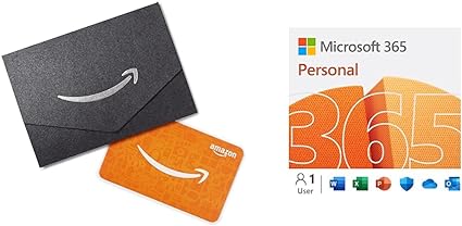 Microsoft 365 Personal (Office)   $10 Amazon Gift Card | 12-Month Subscription | 1 Person | Word, Excel, PowerPoint | PC/MAC Instant Download | Activation Required