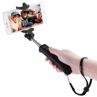 Poweradd 2nd Gen Bluetooth Selfie Stick Self-portrait Monopod with Built-in Remote Shutter for iPhone 6s Plus  6 Plus  6s  6  5s  5c  5  4s Android Samsung LG HTC Nexus and More - Black