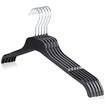 The Hanger Store 20 Strong Black Plastic Adults Coat Clothes Hangers, ideal for tops, shirt and coats