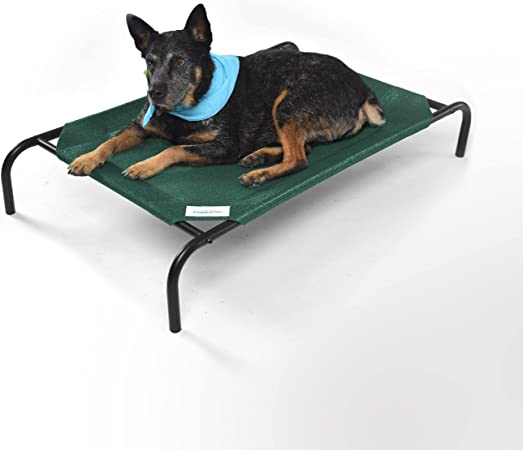 Coolaroo Elevated Cot Style Pet Bed with Knitted Fabric-Brunswick Green