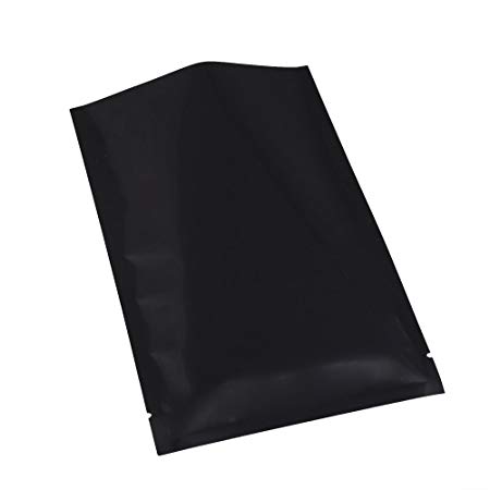 100x Premium Glossy Black Mylar Foil Open Top Pouch for Powder Spice Snack Storage Bags (8cm x 12cm)