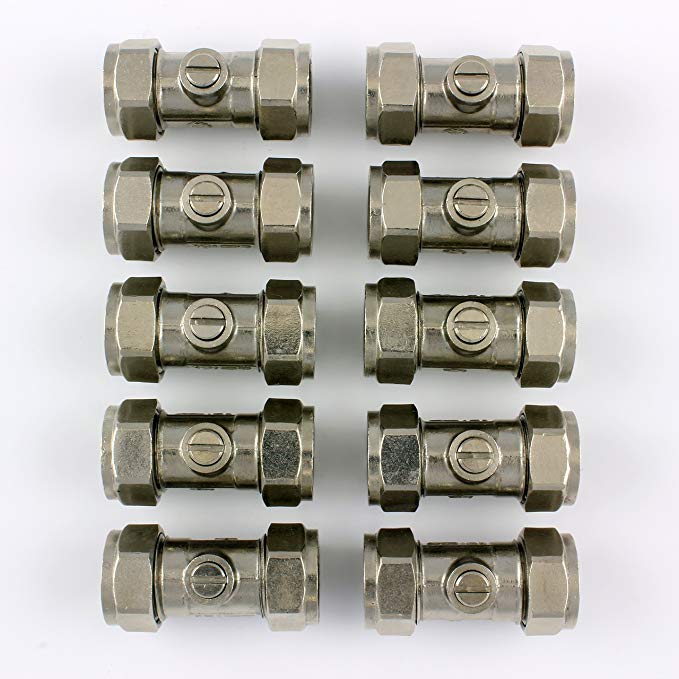 15mm compression Chrome Plated Isolating Isolation Valves (packet of 10)