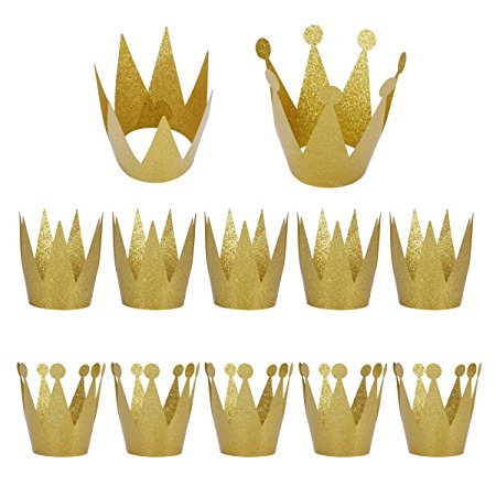 Birthday Party Hats,12 Pack Gold Birthday Crown Hats,Kids and Adult Party Hats,Party Decorations Crowns Supplies