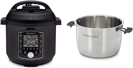 Instant Pot Pro 10-in-1 Pressure Cooker, Slow Cooker, Rice/Grain Cooker, Steamer, Sauté, Sous Vide, Yogurt Maker, Sterilizer, and Warmer, 8 Quart & Stainless Steel Inner Cooking Pot With Handles