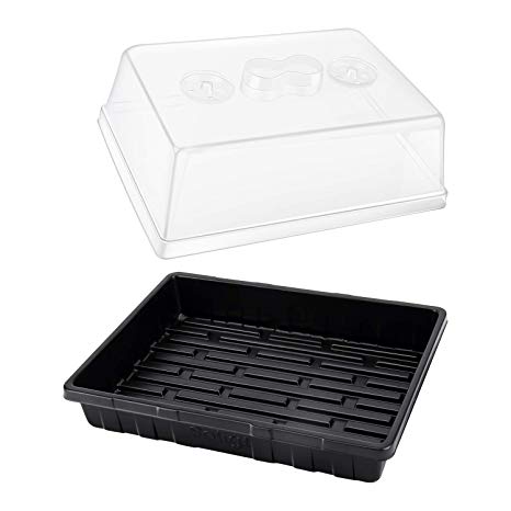3-Set Strong Plant Growing Trays with Humidity Domes for Seed Starting, Germination and Seedling Propagation, Holds 144 Cells in Total