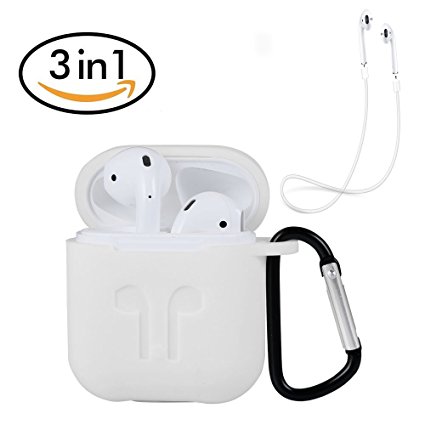 Ontube Silicone Skin Case with Sport Strap for Apple AirPods (White)